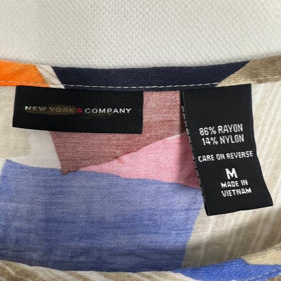 New York & Company Womens Dress Medium Shift Painter Colorful Artsy Summer Boho - Picture 3 of 11